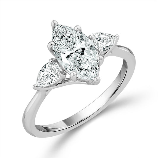 Diamond 3-Stone Ring 1.90 ct tw 14k White Gold