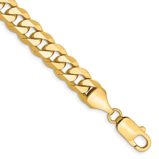 14k 8.5mm Flat Beveled Curb Chain