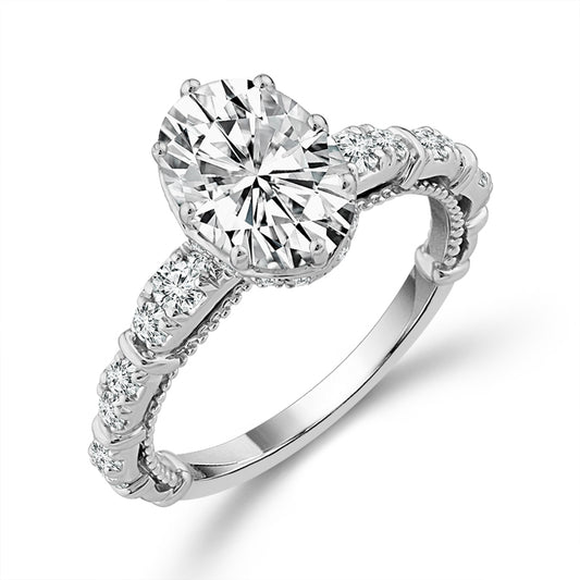 Diamond Engagement Ring 0.63 ct tw Center Oval 14k White Gold