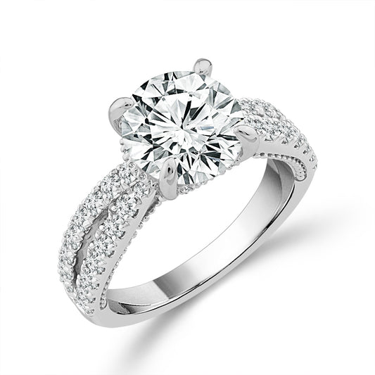 Diamond Engagement Ring 0.75 ct tw Center Round 14k White Gold