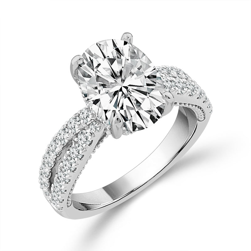 Diamond Engagement Ring 0.75 ct tw Center Oval 14k White Gold