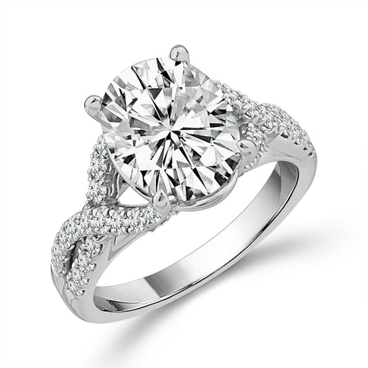 Diamond Engagement Ring 0.50 ct tw Center Oval 14k White Gold