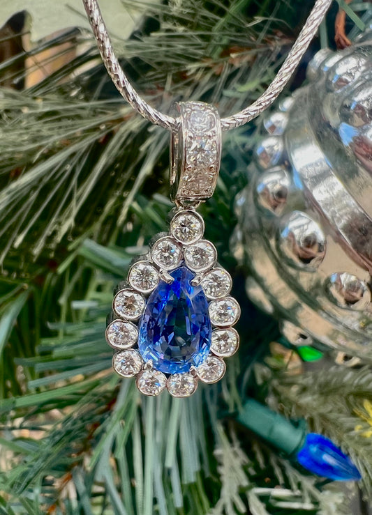 Sapphire and Diamond Drop Necklace