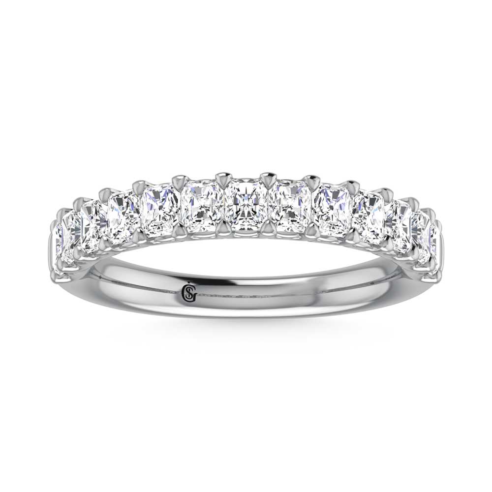 14K White Gold Diamond 1 1/3 Ct.Tw. Radiant Shape Half way Wedding Band