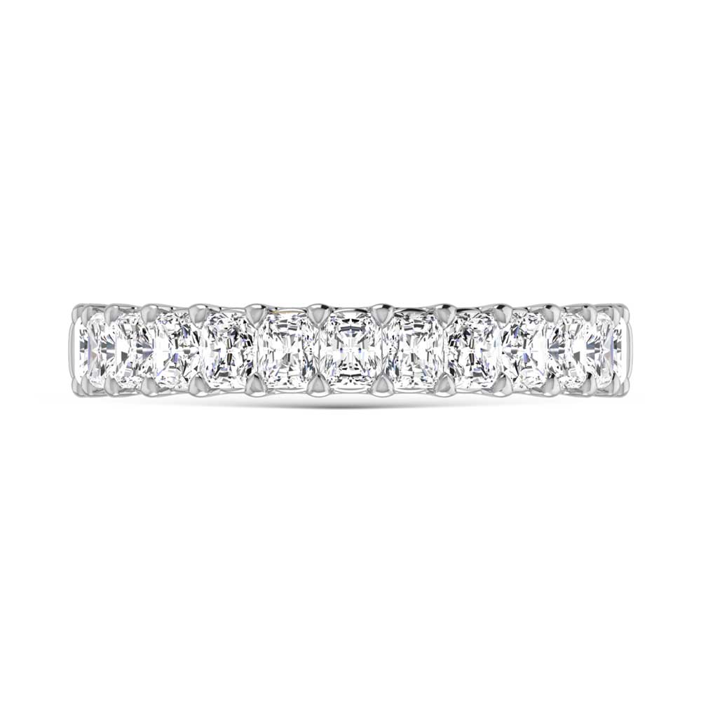 14K White Gold Diamond 1 1/3 Ct.Tw. Radiant Shape Half way Wedding Band