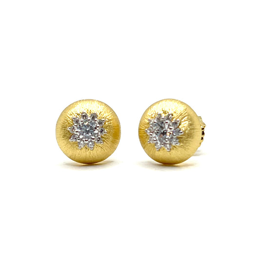 1ct Round Halo Button Earrings
