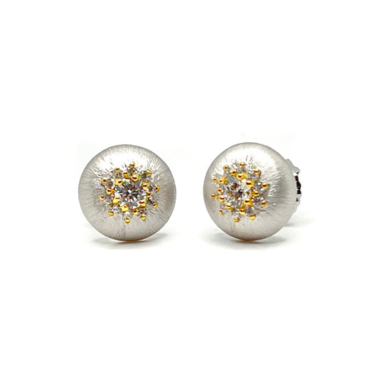 .50ct Round Halo Button Earrings