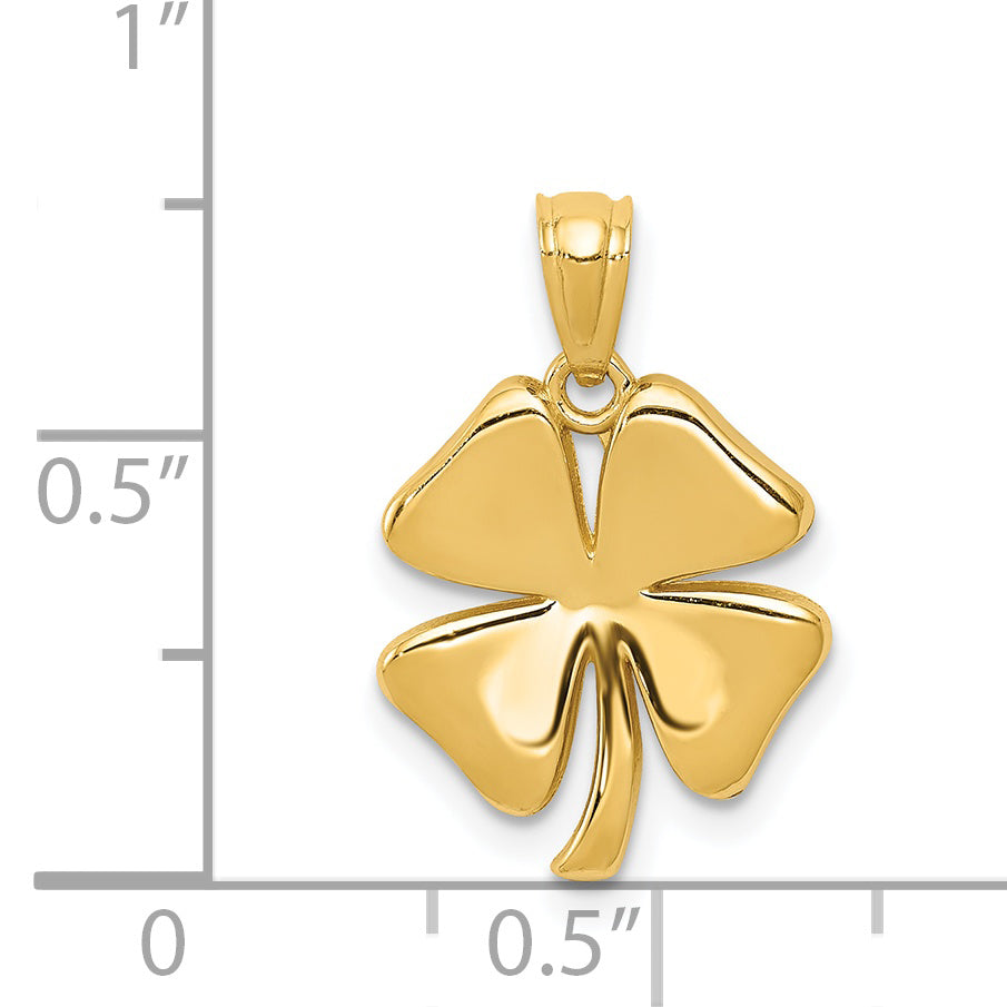 14k Gold Polished 4 Leaf Clover Pendant