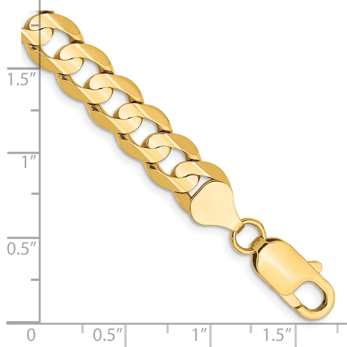 14k 7.5mm Open Concave Curb Chain