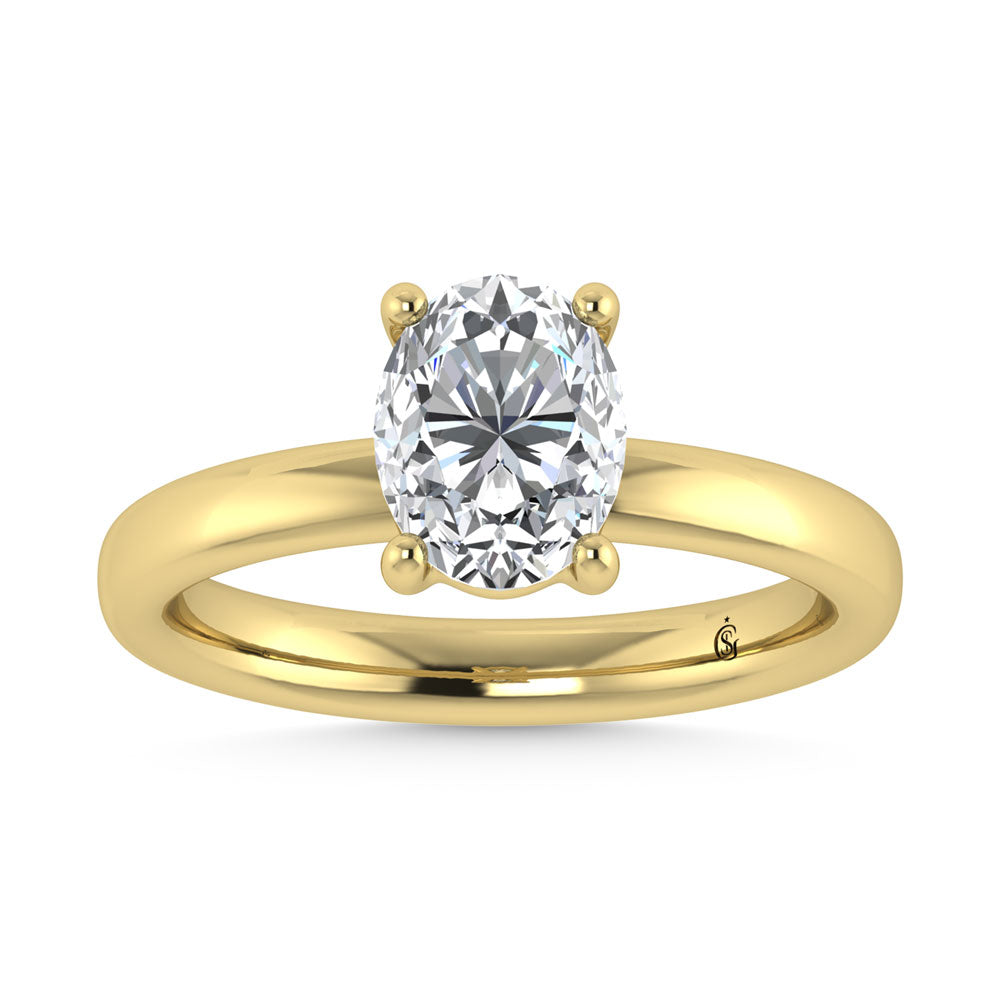 14K Yellow Gold Lab Grown Diamond 1 1/2 Ct.Tw. Oval Shape Solitaire Ring