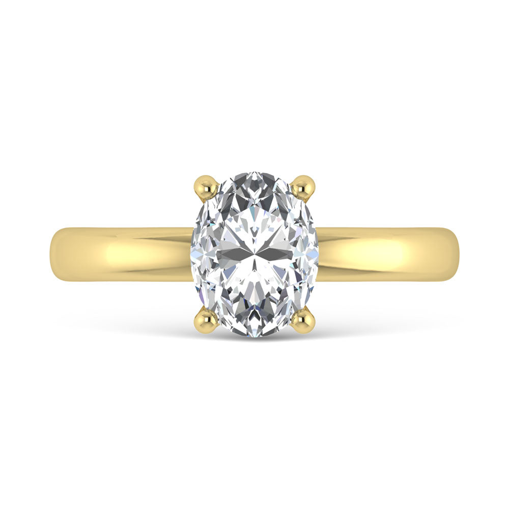 14K Yellow Gold Lab Grown Diamond 1 1/2 Ct.Tw. Oval Shape Solitaire Ring