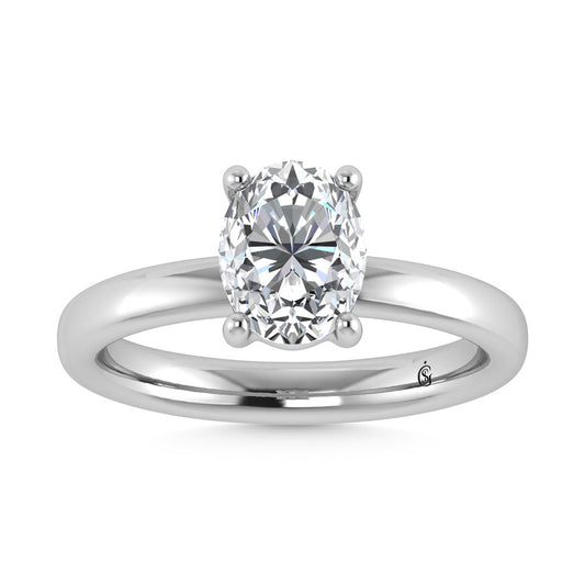 14K White Gold Lab Grown Diamond 2 Ct.Tw. Oval Shape Solitaire Ring