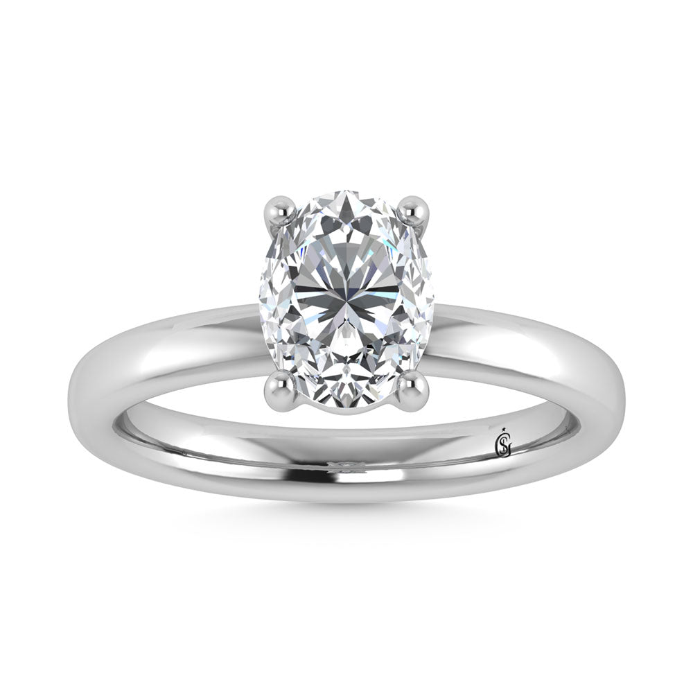 14K White Gold Lab Grown Diamond 3 Ct.Tw. Oval Shape Solitaire Ring