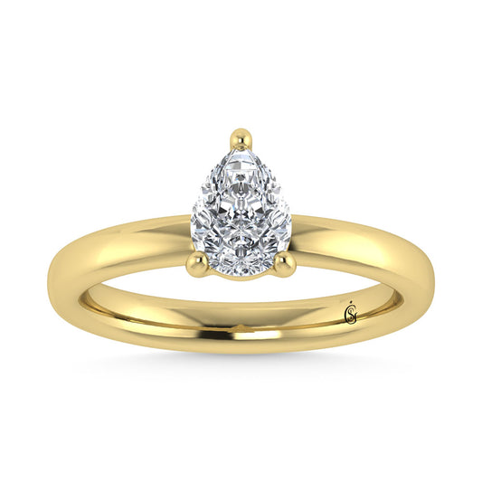 14K Yellow Gold Lab Grown Diamond 1 Ct.Tw. Pear Shape Solitaire Ring