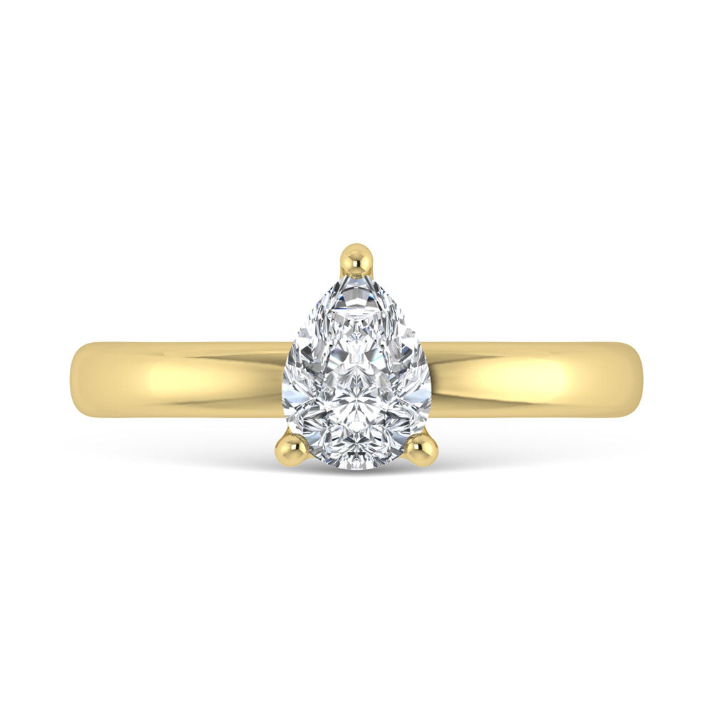 14K Yellow Gold Lab Grown Diamond 1 Ct.Tw. Pear Shape Solitaire Ring