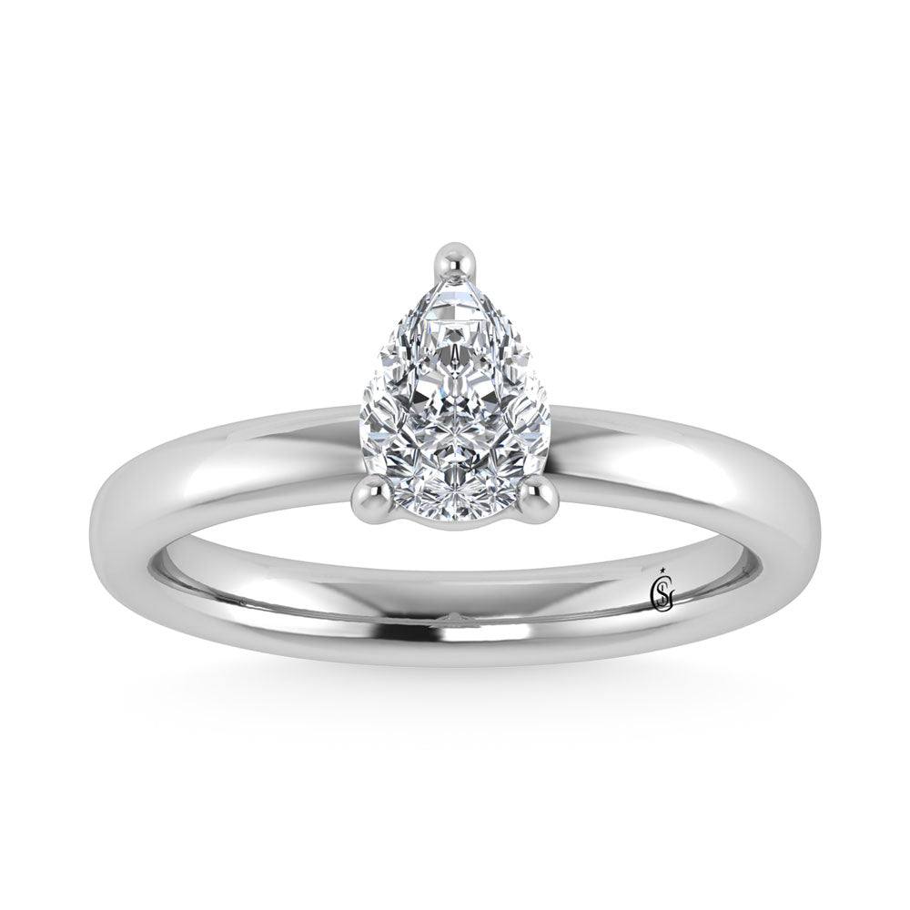 14K White Gold Lab Grown Diamond 4 Ct.Tw. Pear Shape Solitaire Ring