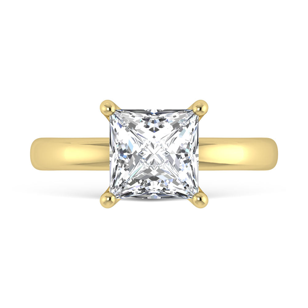 14K Yellow Gold Lab Grown Diamond 1 Ct.Tw. Princess Shape Solitaire Ring