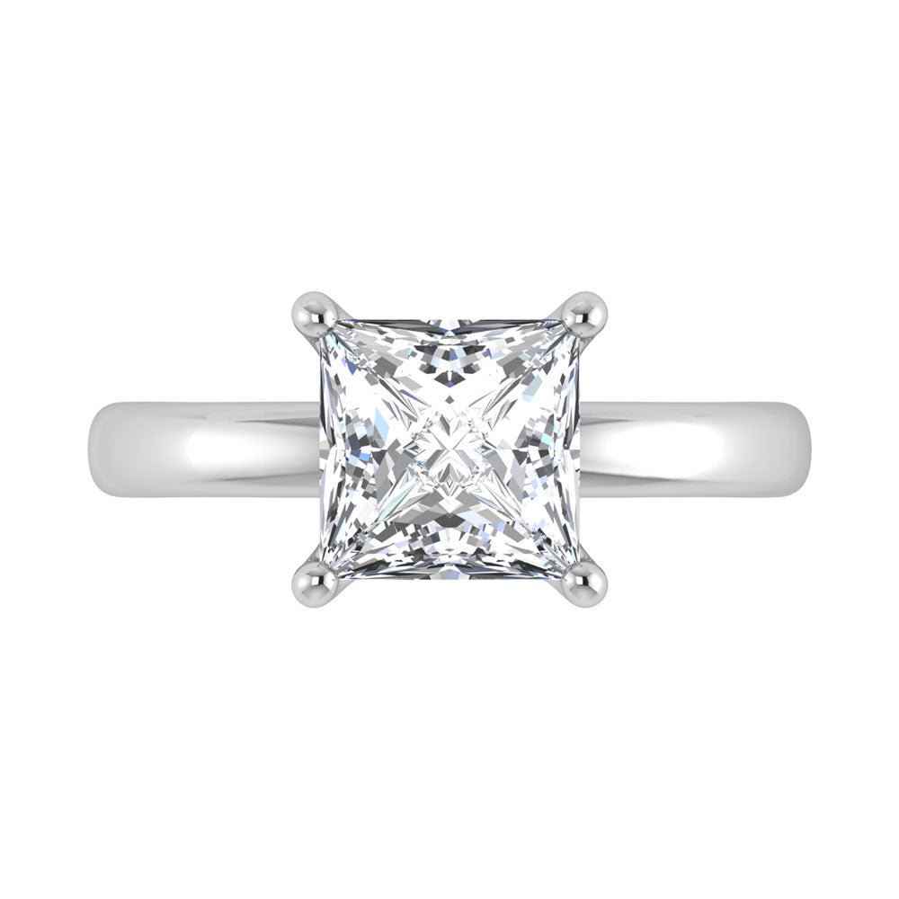 14K White Gold Lab Grown Diamond 1 1/2 Ct.Tw. Princess Shape Solitaire Ring