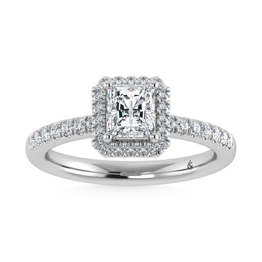 14K White Gold Lab Grown Diamond 1 1/4 Ct.Tw. Radiant Shape Halo Engagement Ring (Center 1 ct)