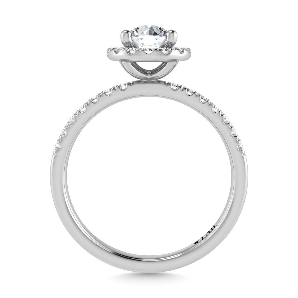 14K White Gold Lab Grown Diamond  3 1/3 Ct.Tw. Shank Round Shape Halo Engagement Ring