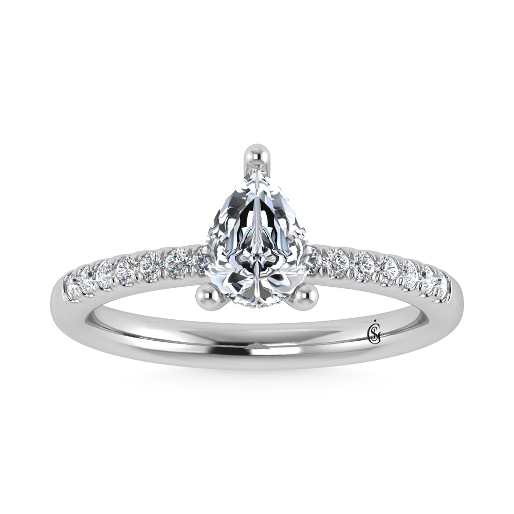 14K White Gold Lab Grown Diamond 2 3/8 Ct.Tw. Hidden Halo Engagement Ring (Center Pear)