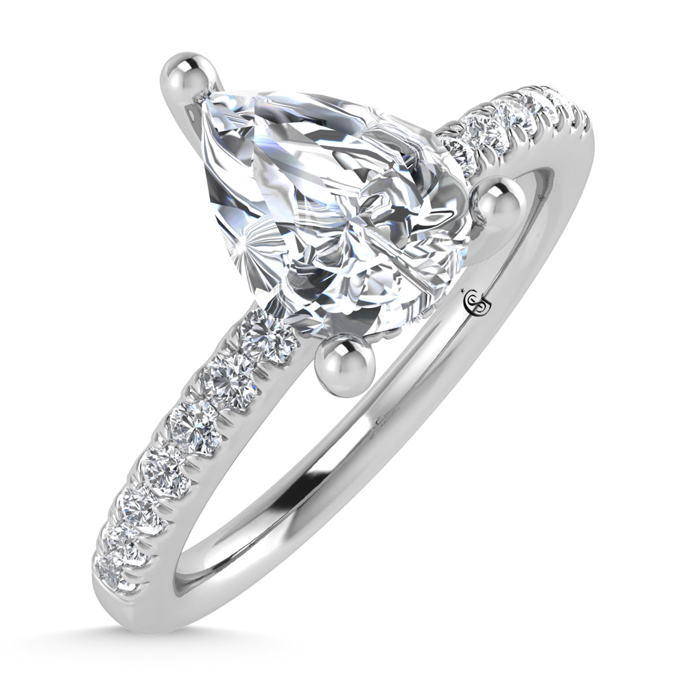 14K White Gold Lab Grown Diamond 2 3/8 Ct.Tw. Hidden Halo Engagement Ring (Center Pear)