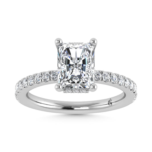 14K White Gold Lab Grown Diamond 2 3/8 Ct.Tw. Hidden Halo Engagement Ring (Center Radiant)