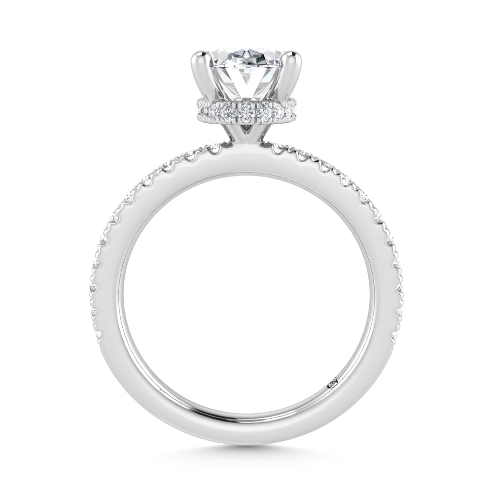 14K White Gold Lab Grown Diamond 3 1/2 Ct.Tw. Oval Shape Halo Engagement Ring (Center 3 ct)