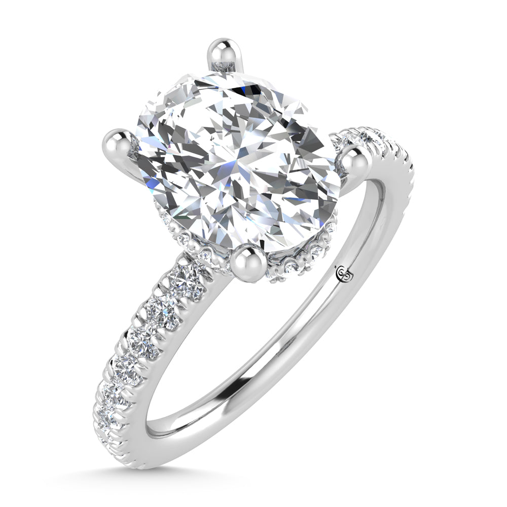 14K White Gold Lab Grown Diamond 4 1/2 Ct.Tw. Oval Shape Halo Engagement Ring (Center 4 ct)