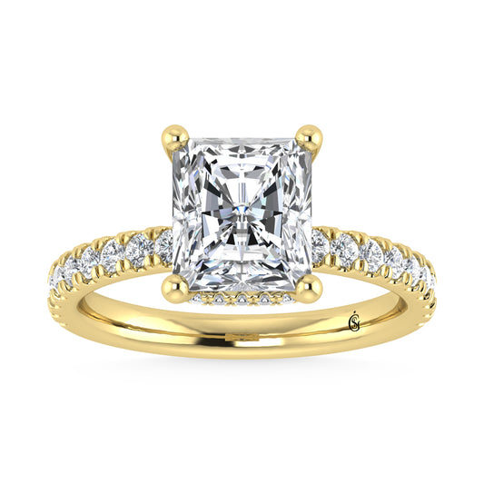 14K Yellow Gold Lab Grown Diamond 3 1/2 Ct.Tw. Radiant Shape Halo Engagement Ring (Center 3ctw)