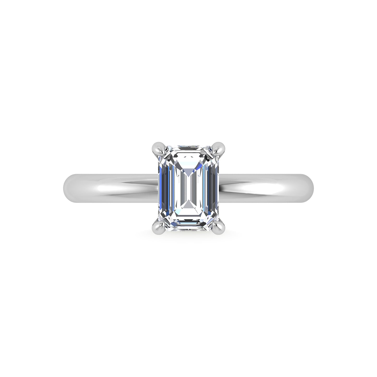 14K White Gold Lab Grown Diamond 1 1/2 Ct.Tw. Emerald Shape Certified Engagement Ring (Center 1.5ct)