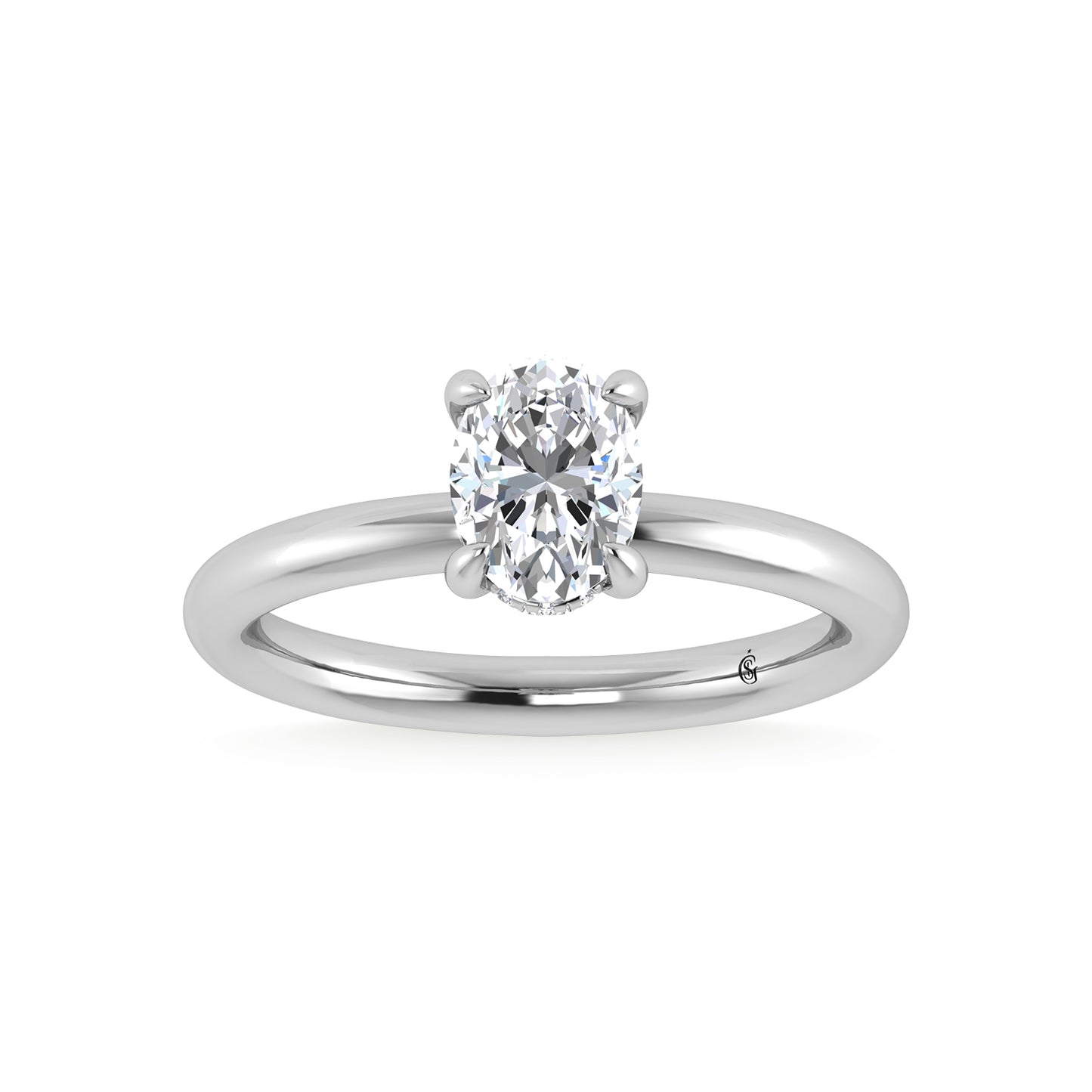 14K White Gold Lab Grown Diamond 1 1/20Ct.Tw. Oval Shape Certified Engagement Ring (Center 1ct)