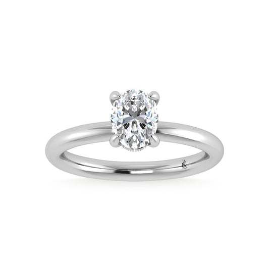 14K White Gold Lab Grown Diamond 1 1/20Ct.Tw. Oval Shape Certified Engagement Ring (Center 1ct)