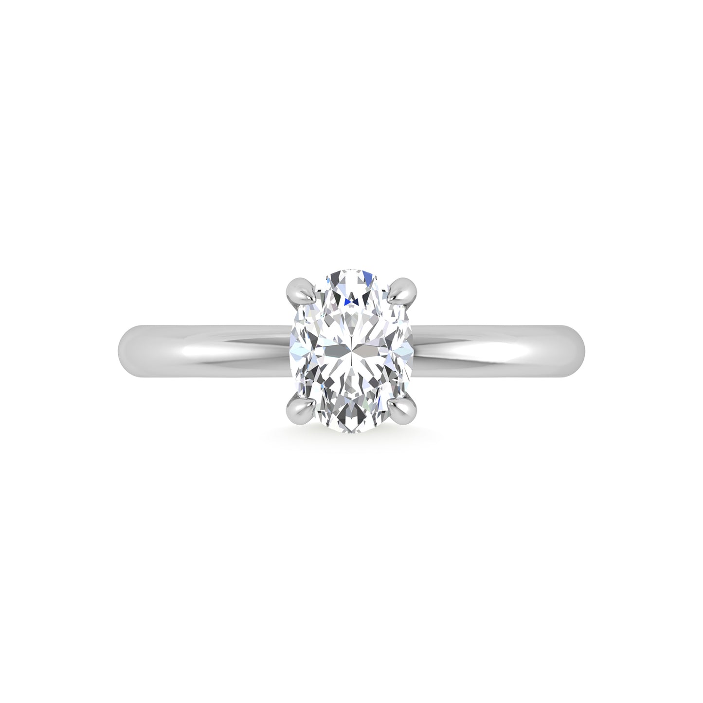 14K White Gold Lab Grown Diamond 1 1/20Ct.Tw. Oval Shape Certified Engagement Ring (Center 1ct)