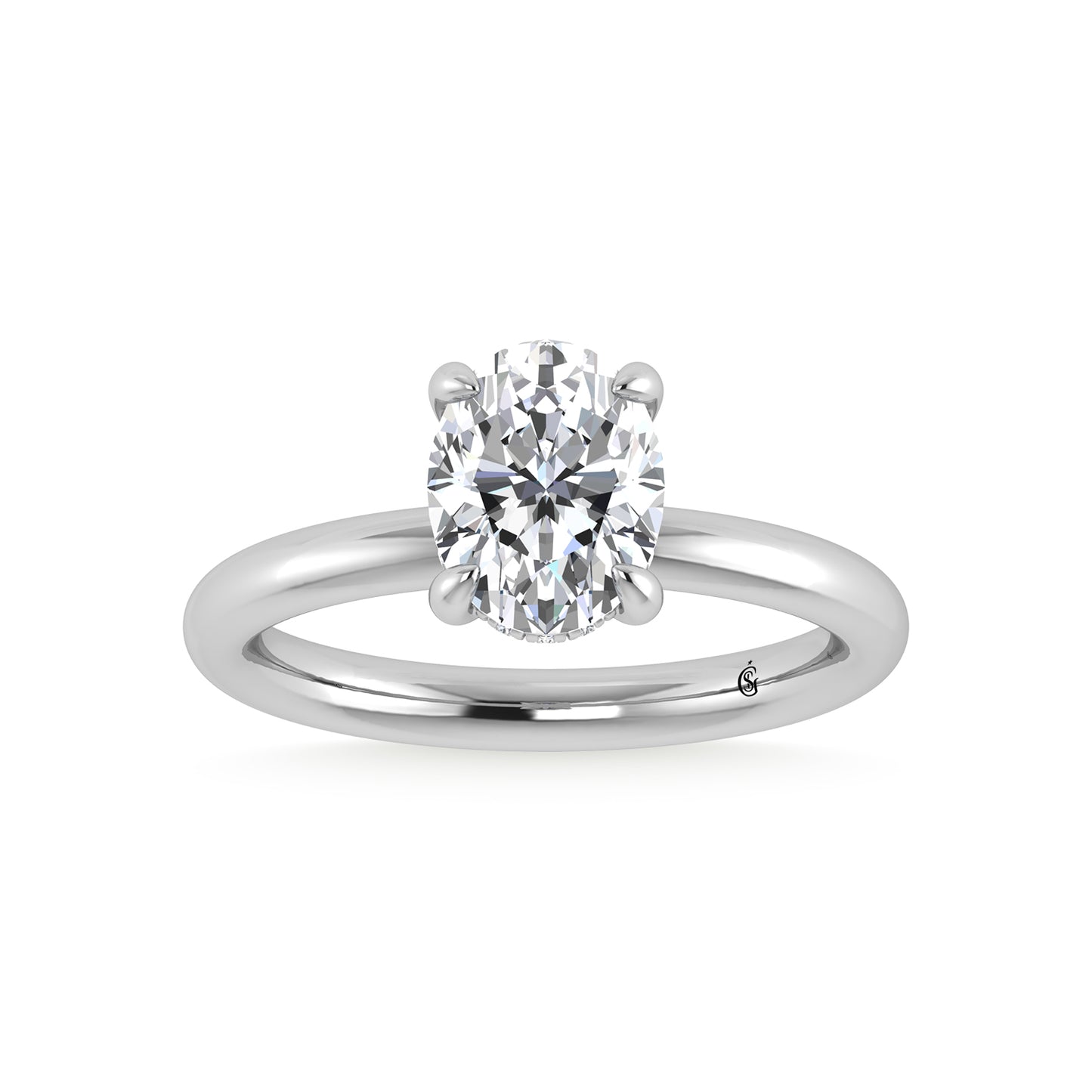 14K White Gold Lab Grown Diamond 2 1/20 Ct.Tw. Oval Shape Certified Engagement Ring (Center 2ct)