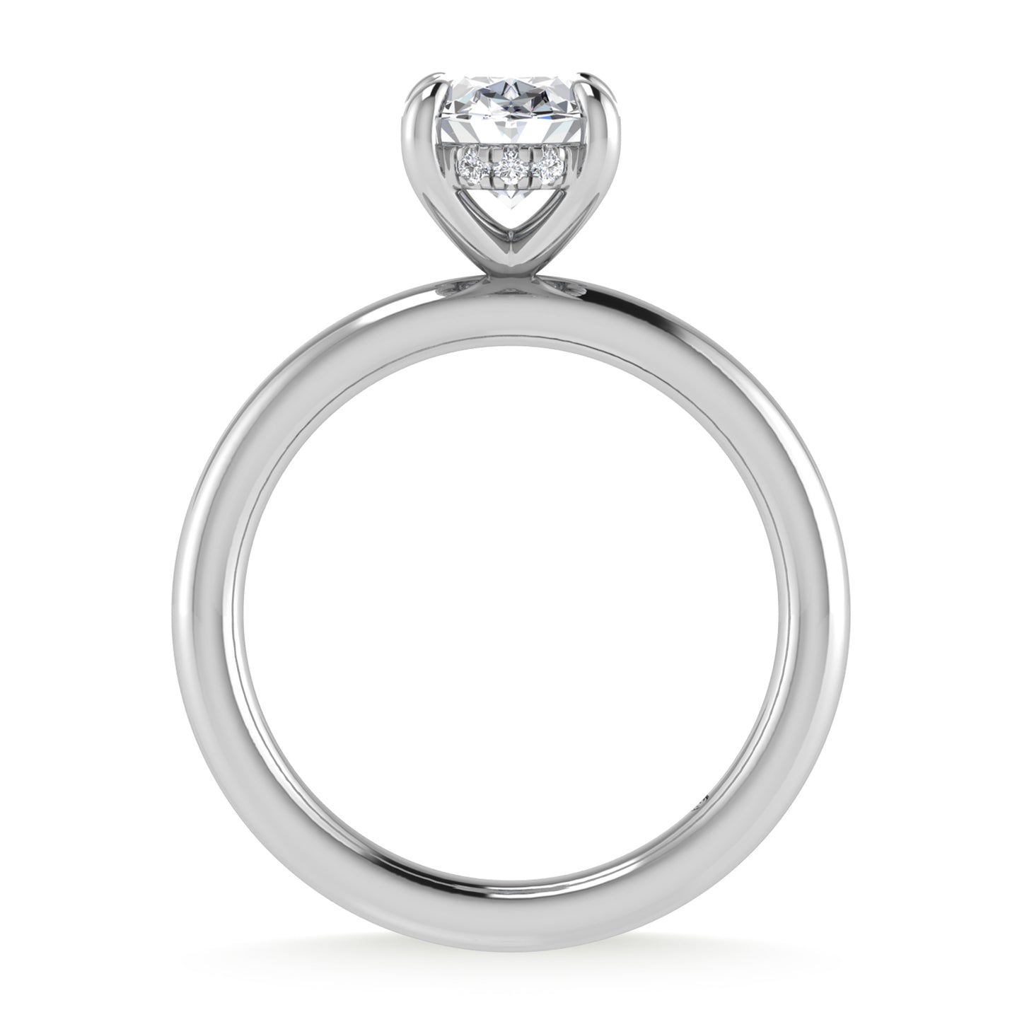 14K White Gold Lab Grown Diamond 2 1/20 Ct.Tw. Oval Shape Certified Engagement Ring (Center 2ct)