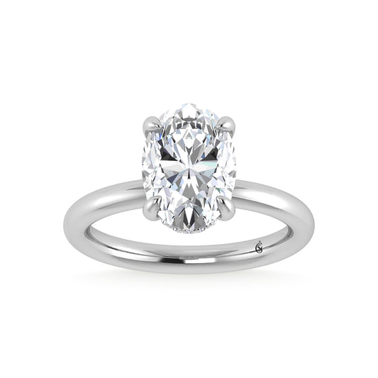 14K White Gold Lab Grown Diamond 2 1/20 Ct.Tw. Oval Shape Certified Engagement Ring (Center 2ct)