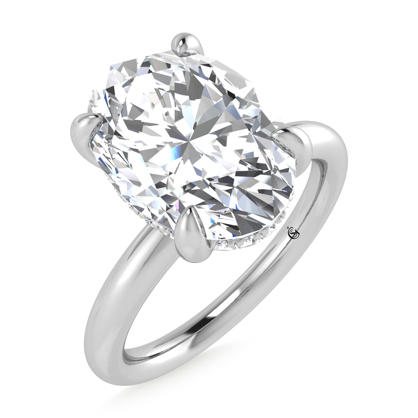 14K White Gold Lab Grown Diamond 2 1/20 Ct.Tw. Oval Shape Certified Engagement Ring (Center 2ct)