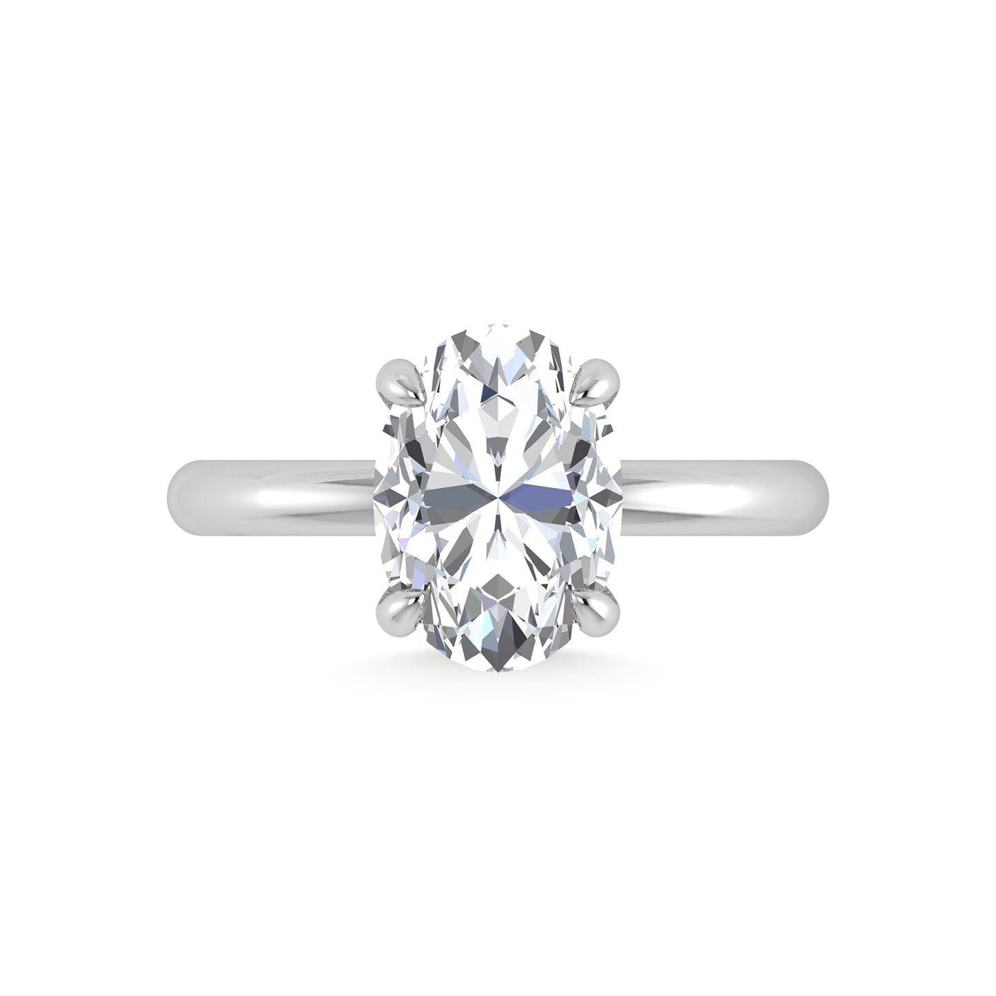 14K White Gold Lab Grown Diamond 2 1/20 Ct.Tw. Oval Shape Certified Engagement Ring (Center 2ct)