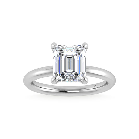 14K White Gold Lab Grown Diamond 3 1/20 Ct.Tw. Radiant Shape Certified Engagement Ring (Center 3ct)