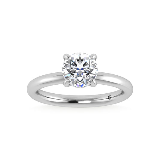 14K White Gold Lab Grown Diamond 1 1/2 Ct.Tw. Round Shape Certified Engagement Ring (Center 1.5ct)