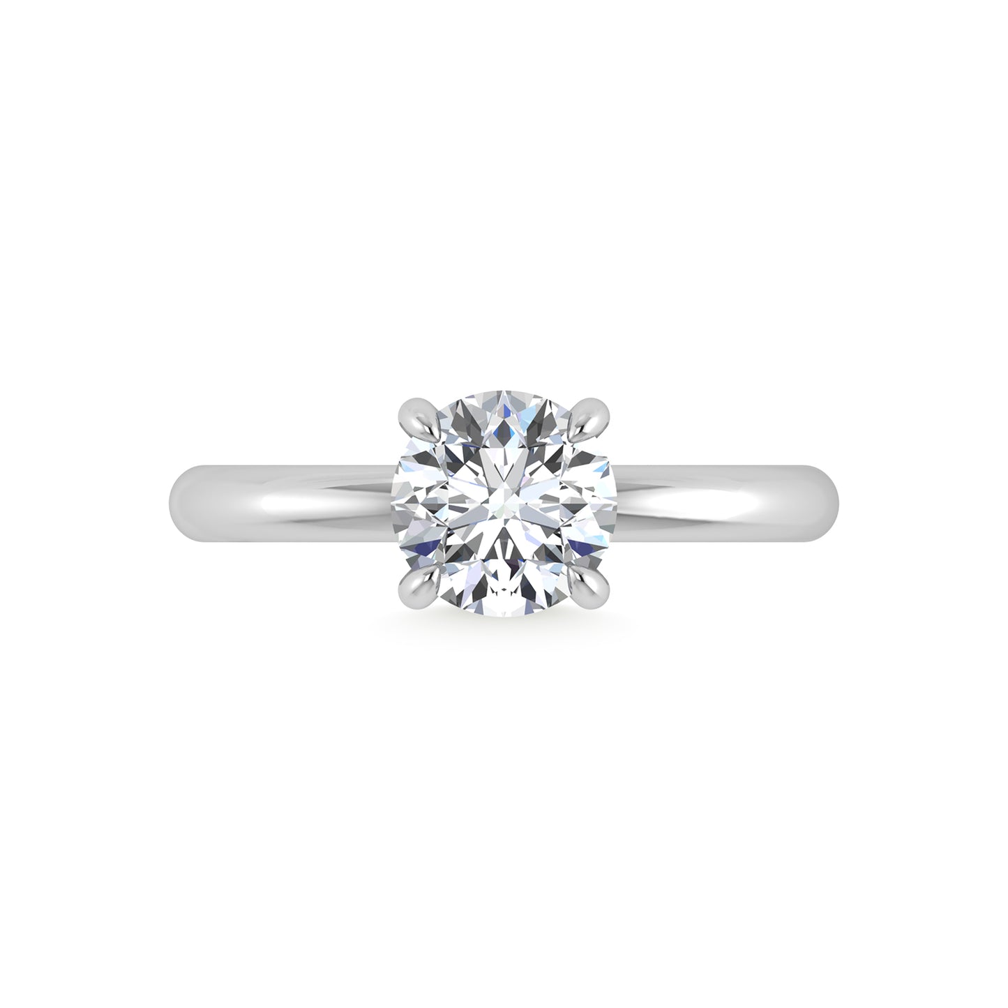 14K White Gold Lab Grown Diamond 1 1/2 Ct.Tw. Round Shape Certified Engagement Ring (Center 1.5ct)