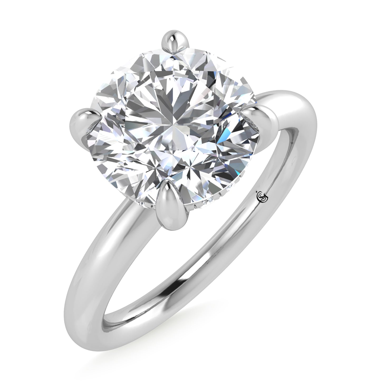 14K White Gold Lab Grown Diamond 2 1/20 Ct.Tw. Round Shape Certified Engagement Ring (Center 2ct)