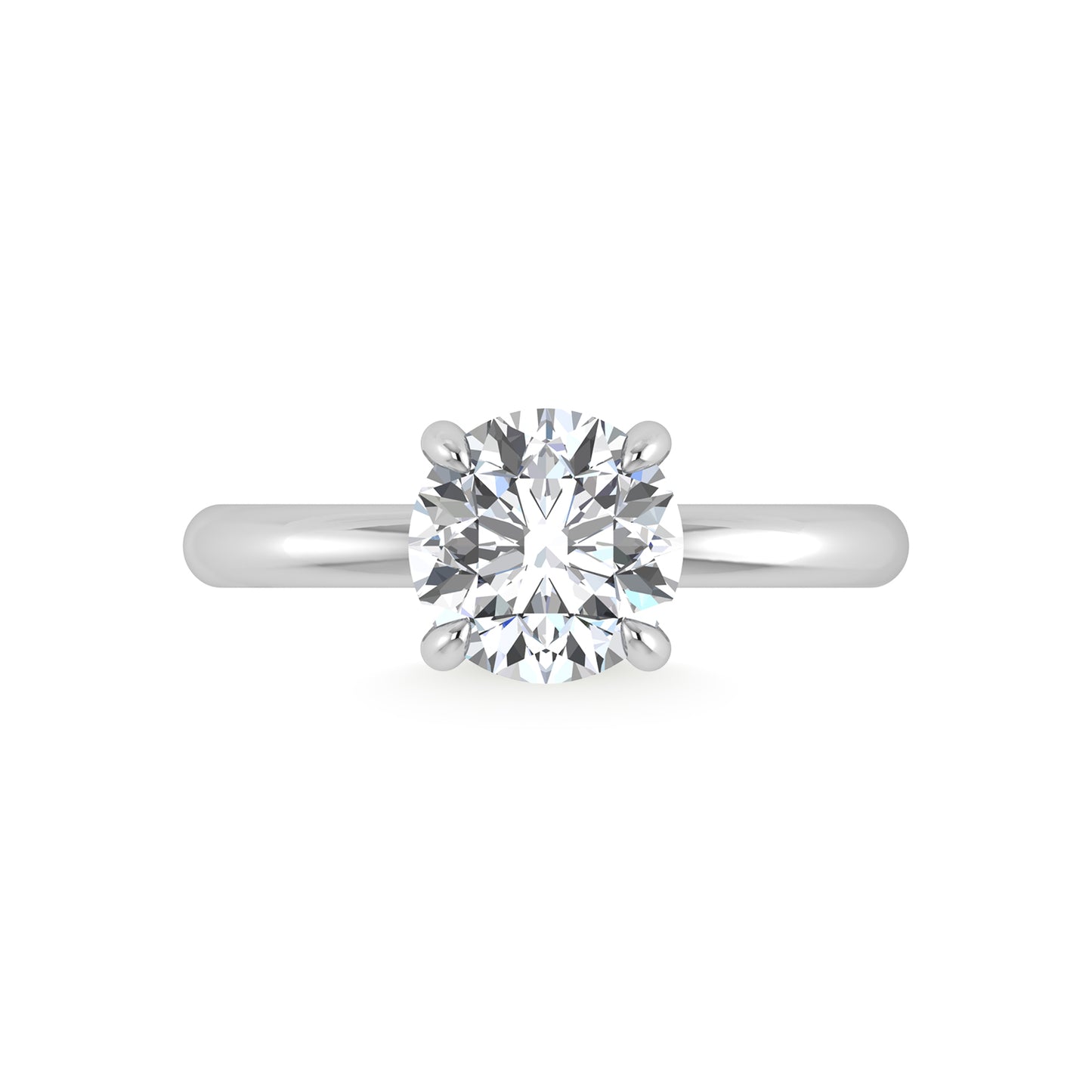 14K White Gold Lab Grown Diamond 2 1/20 Ct.Tw. Round Shape Certified Engagement Ring (Center 2ct)