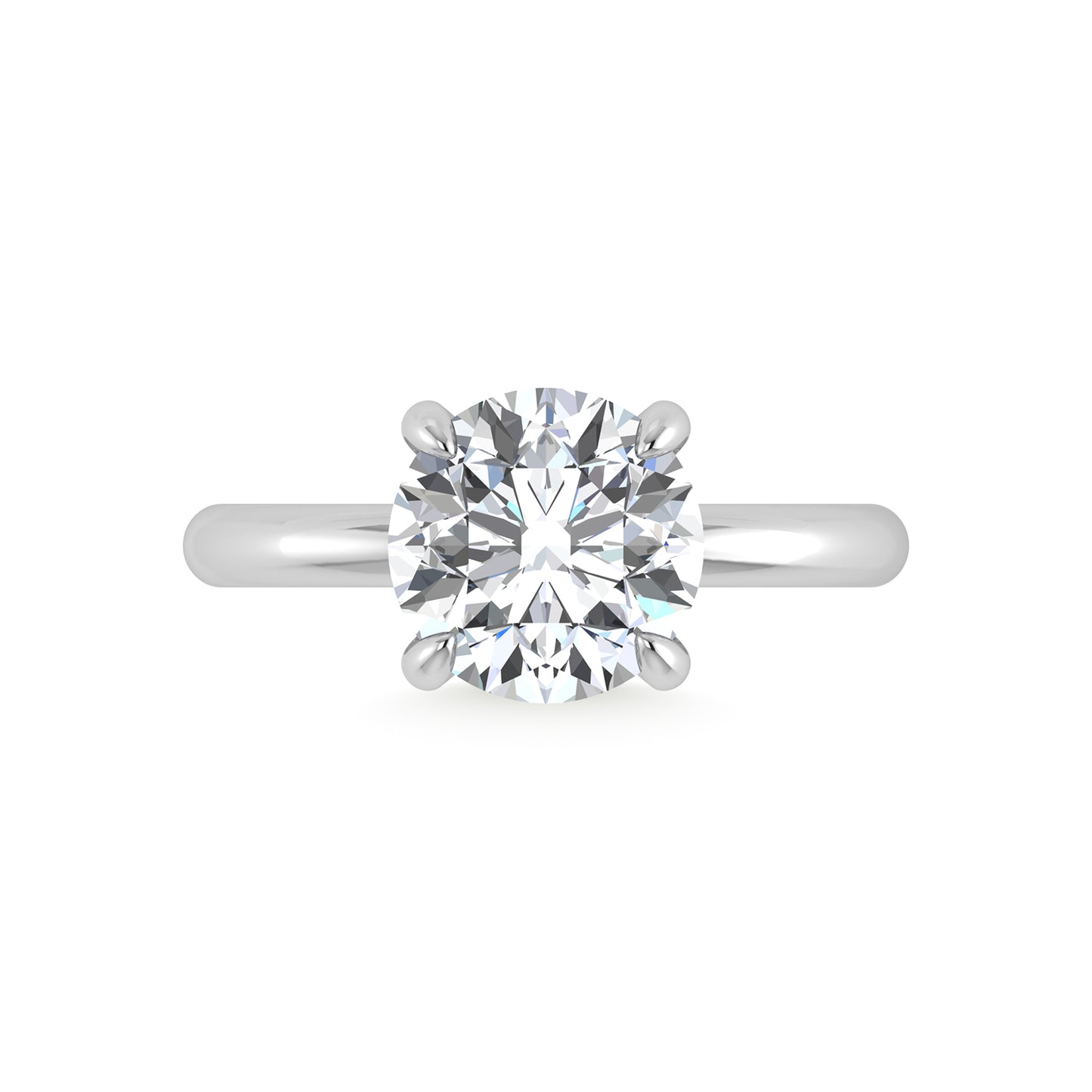 14K White Gold Lab Grown Diamond 3 1/20 Ct.Tw. Round Shape Certified Engagement Ring (Center 3ct)