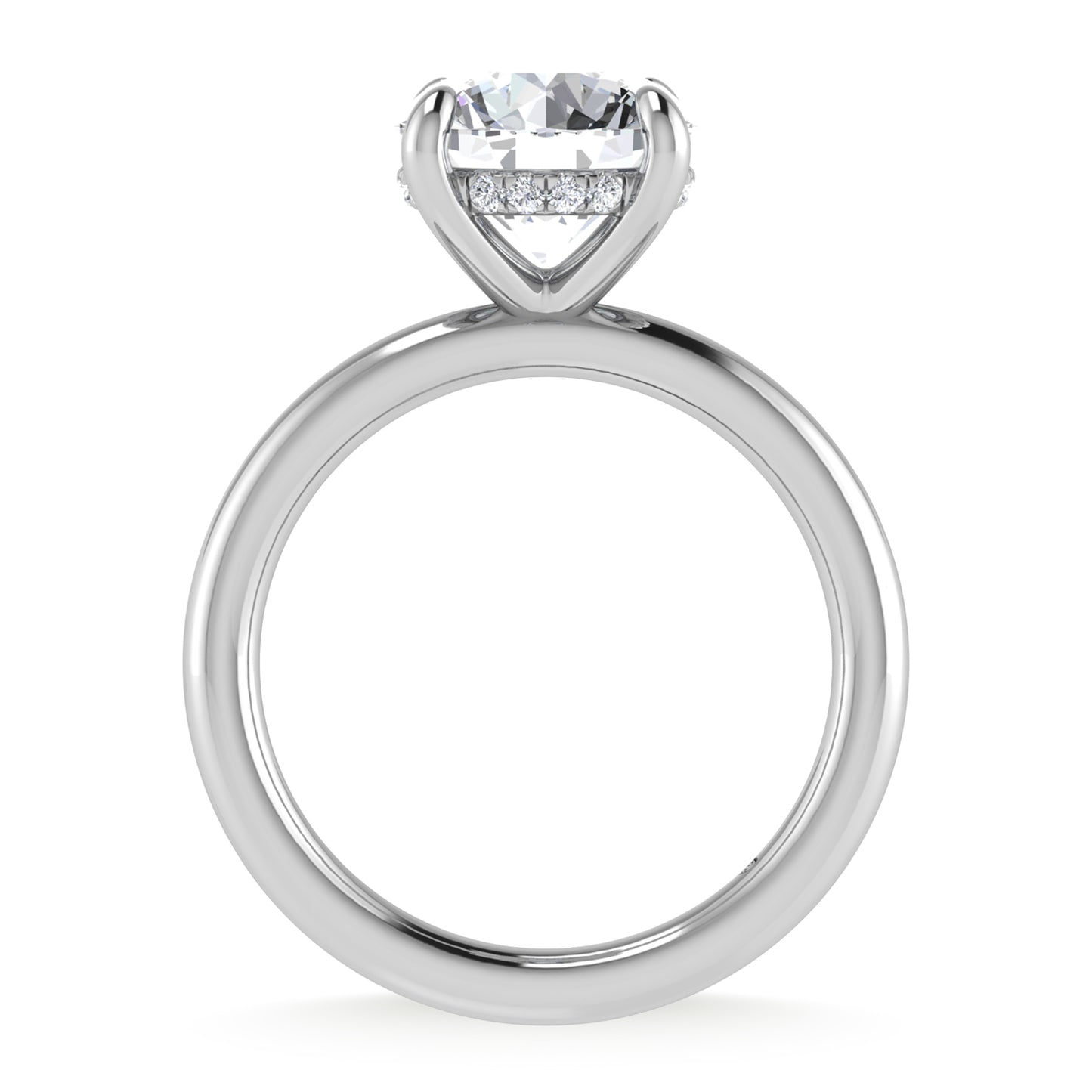 14K White Gold Lab Grown Diamond 3 1/20 Ct.Tw. Round Shape Certified Engagement Ring (Center 3ct)