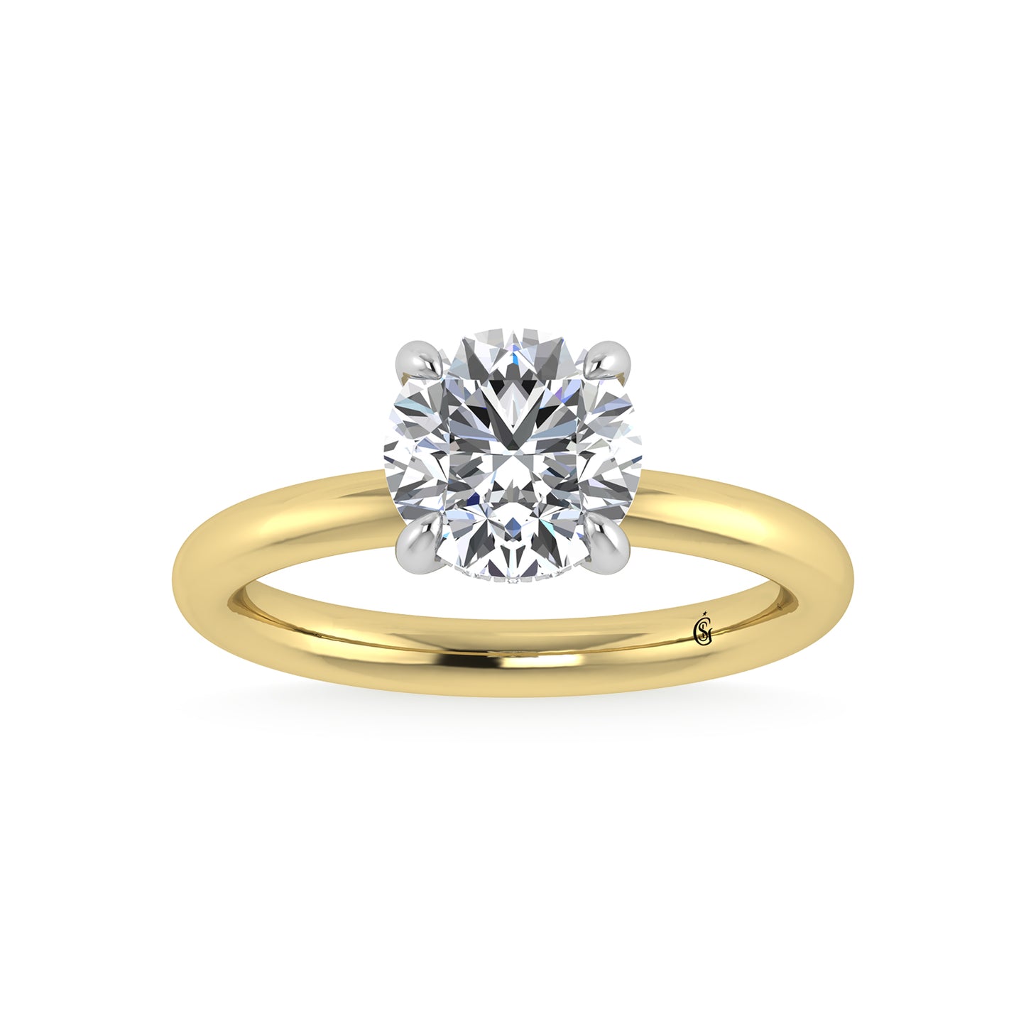 14K White Gold Lab Grown Diamond 2 1/20 Ct.Tw. Round Shape Certified Engagement Ring (Center 2ct)
