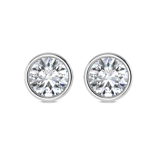 14K White Gold Lab Grown Bezel Set Lab Grown Diamond 1 ct.tw. Stud Earrings