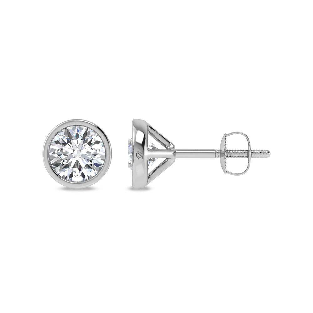 14K White Gold Lab Grown Bezel Set Lab Grown Diamond 1 ct.tw. Stud Earrings