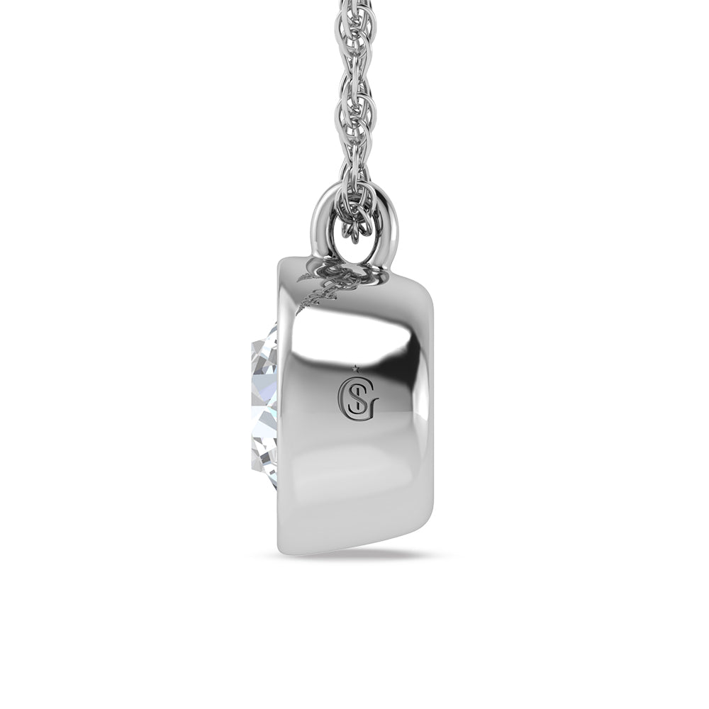 14K White Gold Lab Grown Bezel Set Lab Grown Diamond 3/4 ct.tw. Solitaire Pendant